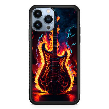 Flaming Guitar Art 2D Rubber Phone Case