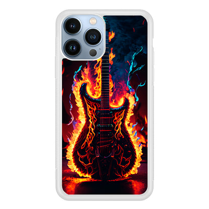 Flaming Guitar Art 2D Rubber Phone Case