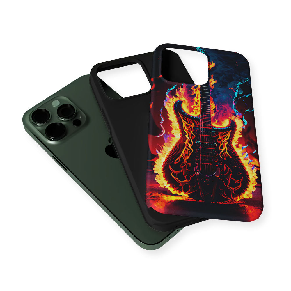 Flaming Guitar Art 2 in 1 Tough Phone Case