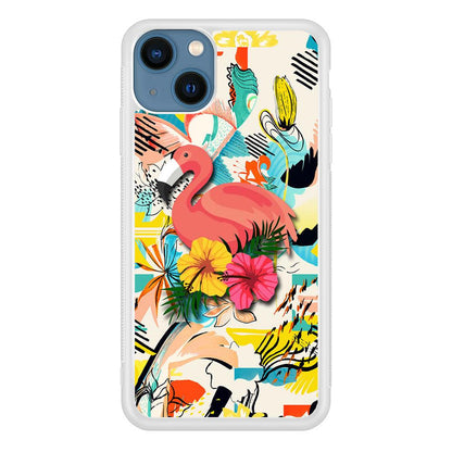 Flamingo Perch on Flower iPhone 13 Case-Oxvistore