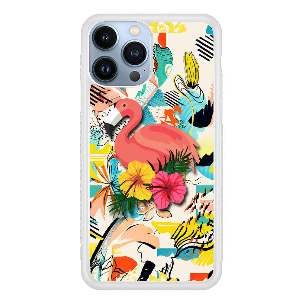 Flamingo Perch on Flower iPhone 14 Pro Max Case-Oxvistore