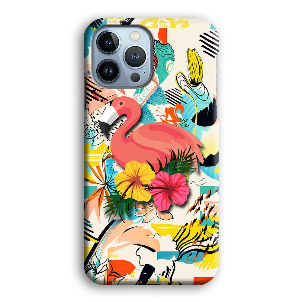 Flamingo Perch on Flower iPhone 15 Pro Max Case-Oxvistore