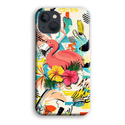 Flamingo Perch on Flower iPhone 15 Plus Case-Oxvistore