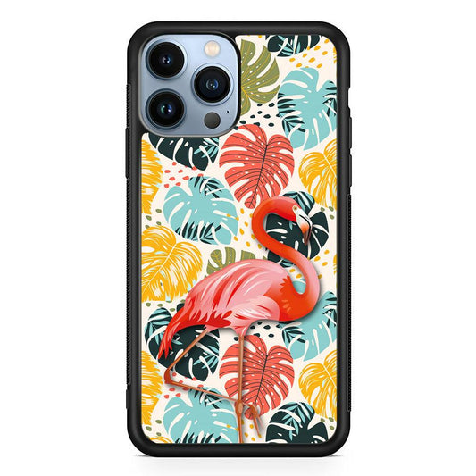 Flamingo Stand in Beauty iPhone 14 Pro Max Case-Rubber White (2D Case)-Oxvistore