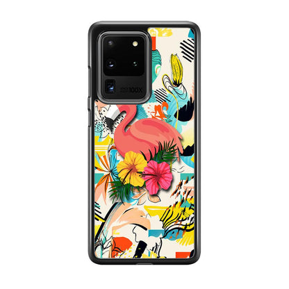 Flamingo Perch on Flower Samsung Galaxy S20 Ultra Case-Oxvistore