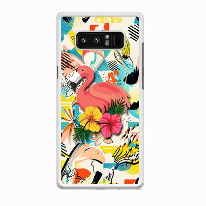 Flamingo Perch on Flower Samsung Galaxy Note 8 Case-Oxvistore