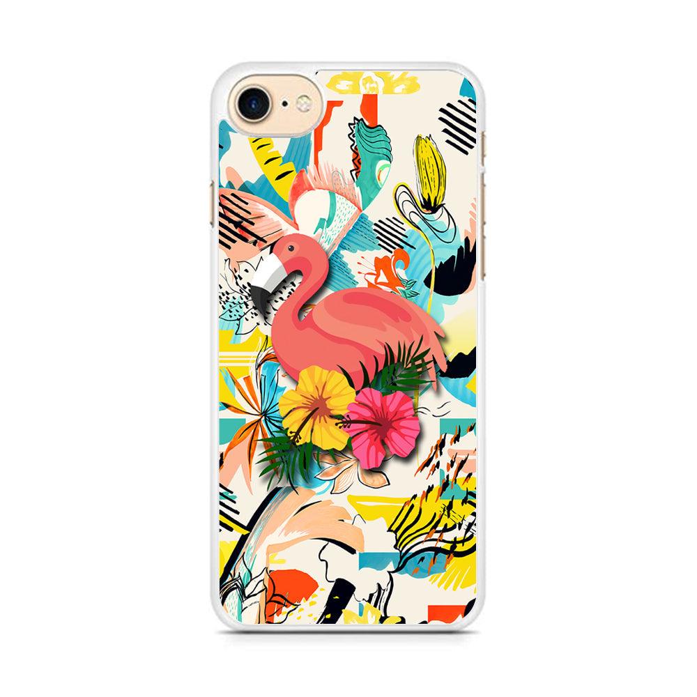 Flamingo Perch on Flower iPhone 8 Case-Oxvistore