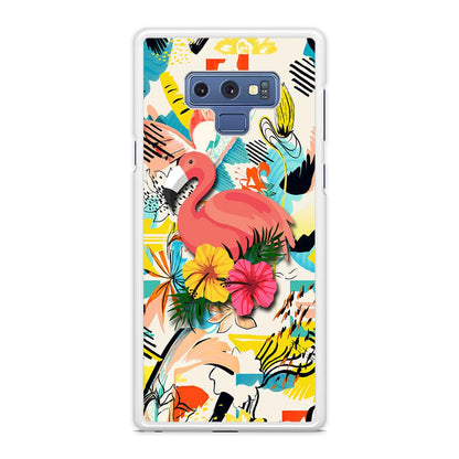 Flamingo Perch on Flower Samsung Galaxy Note 9 Case-Oxvistore