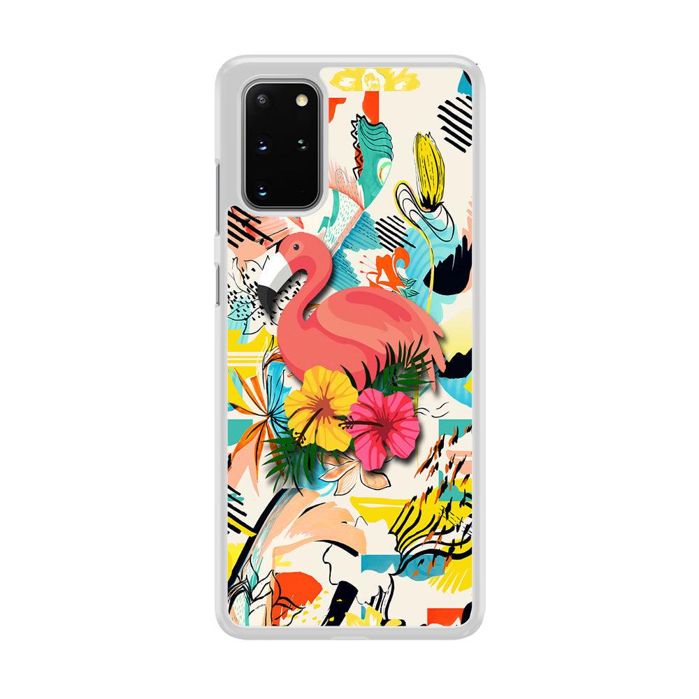 Flamingo Perch on Flower Samsung Galaxy S20 Plus Case-Oxvistore