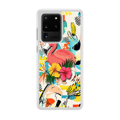 Flamingo Perch on Flower Samsung Galaxy S20 Ultra Case-Oxvistore