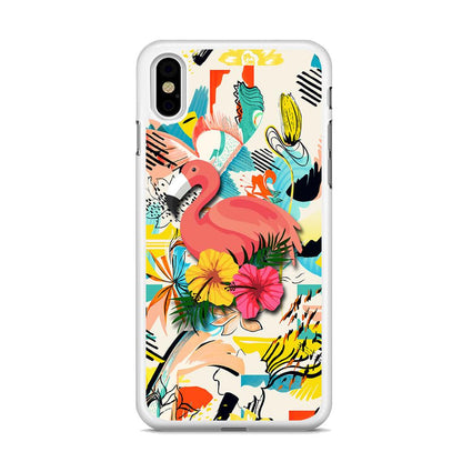 Flamingo Perch on Flower iPhone X Case-Oxvistore