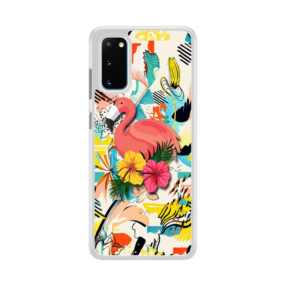 Flamingo Perch on Flower Samsung Galaxy S20 Case-Oxvistore