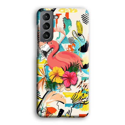 Flamingo Perch on Flower Samsung Galaxy S21 Case-Oxvistore