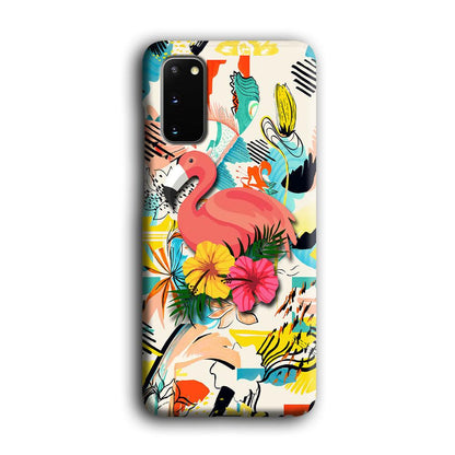 Flamingo Perch on Flower Samsung Galaxy S20 Case-Oxvistore