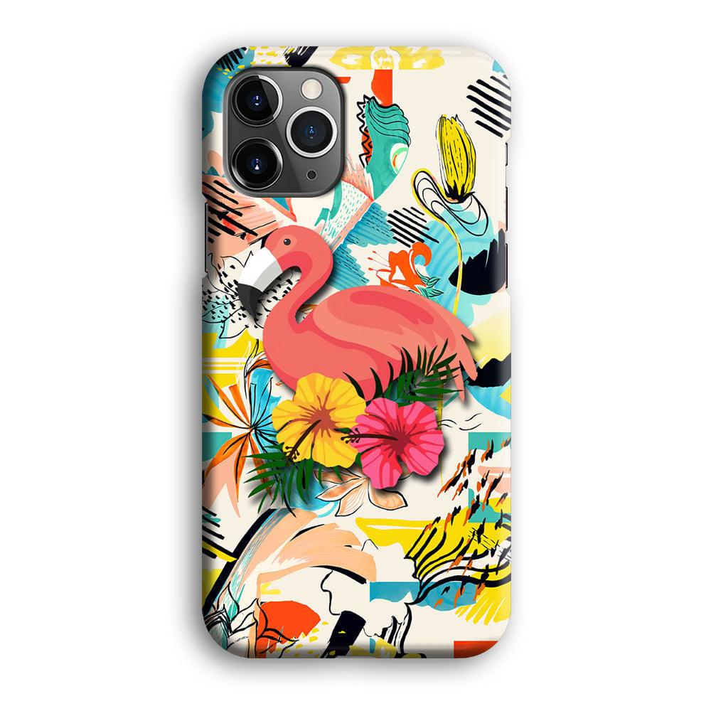 Flamingo Perch on Flower iPhone 12 Pro Case-Oxvistore