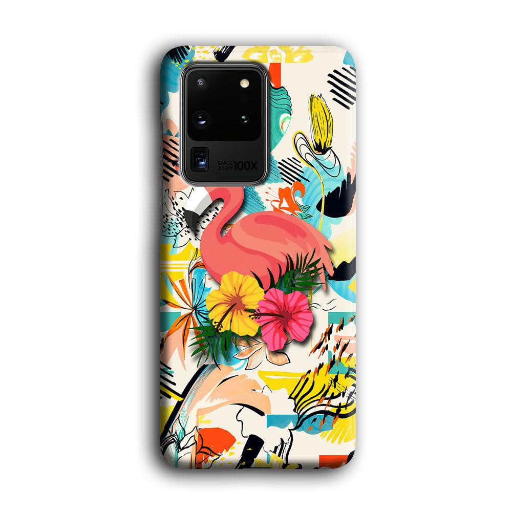 Flamingo Perch on Flower Samsung Galaxy S20 Ultra Case-Oxvistore