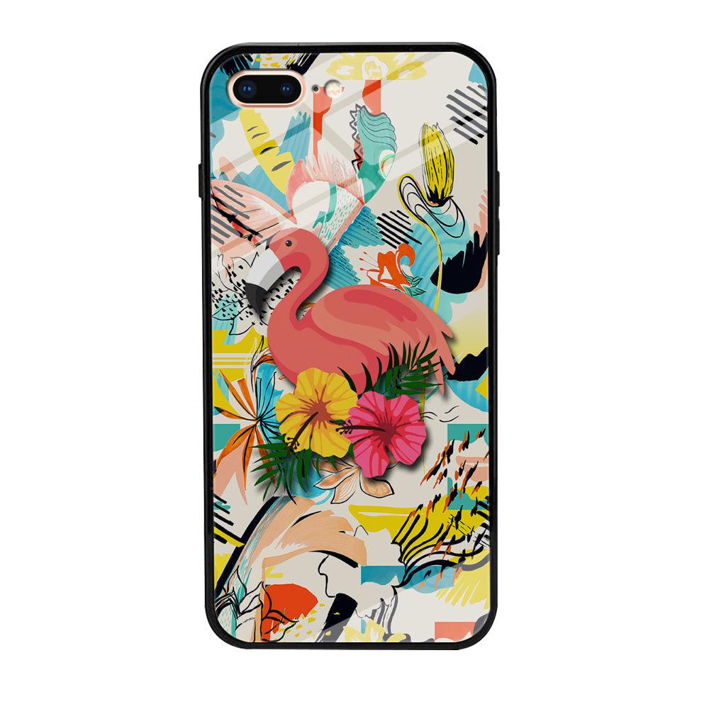 Flamingo Perch on Flower iPhone 8 Plus Case-Oxvistore