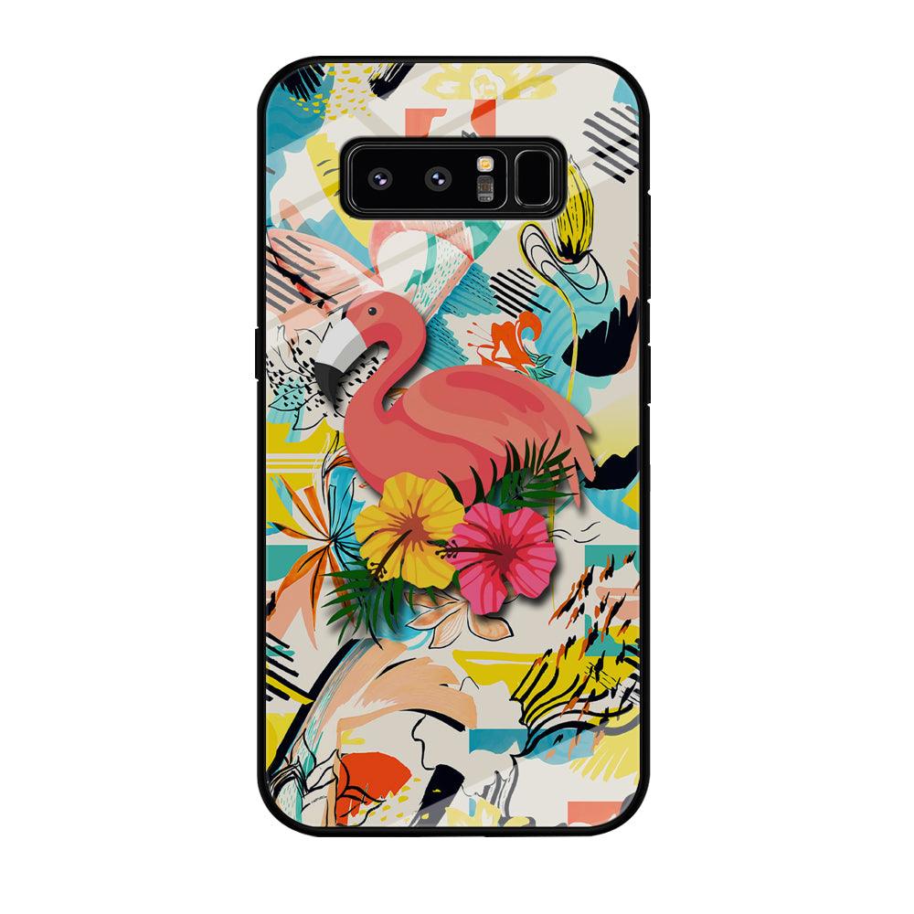 Flamingo Perch on Flower Samsung Galaxy Note 8 Case-Oxvistore