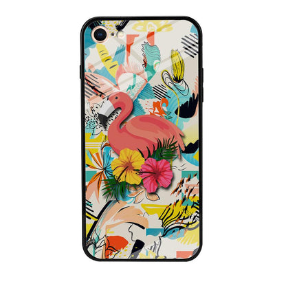 Flamingo Perch on Flower iPhone 8 Case-Oxvistore