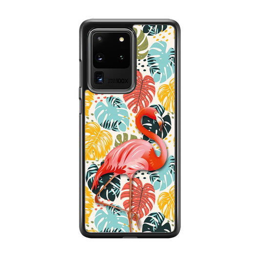 Flamingo Stand in Beauty Samsung Galaxy S20 Ultra Case-Rubber White (2D Case)-Oxvistore