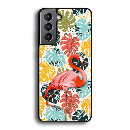 Flamingo Stand in Beauty Samsung Galaxy S24 Plus Case-Rubber White (2D Case)-Oxvistore
