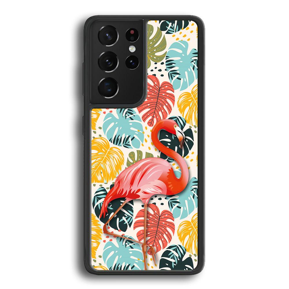 Flamingo Stand in Beauty Samsung Galaxy S22 Ultra Case-Rubber Black (2D Case)-Oxvistore