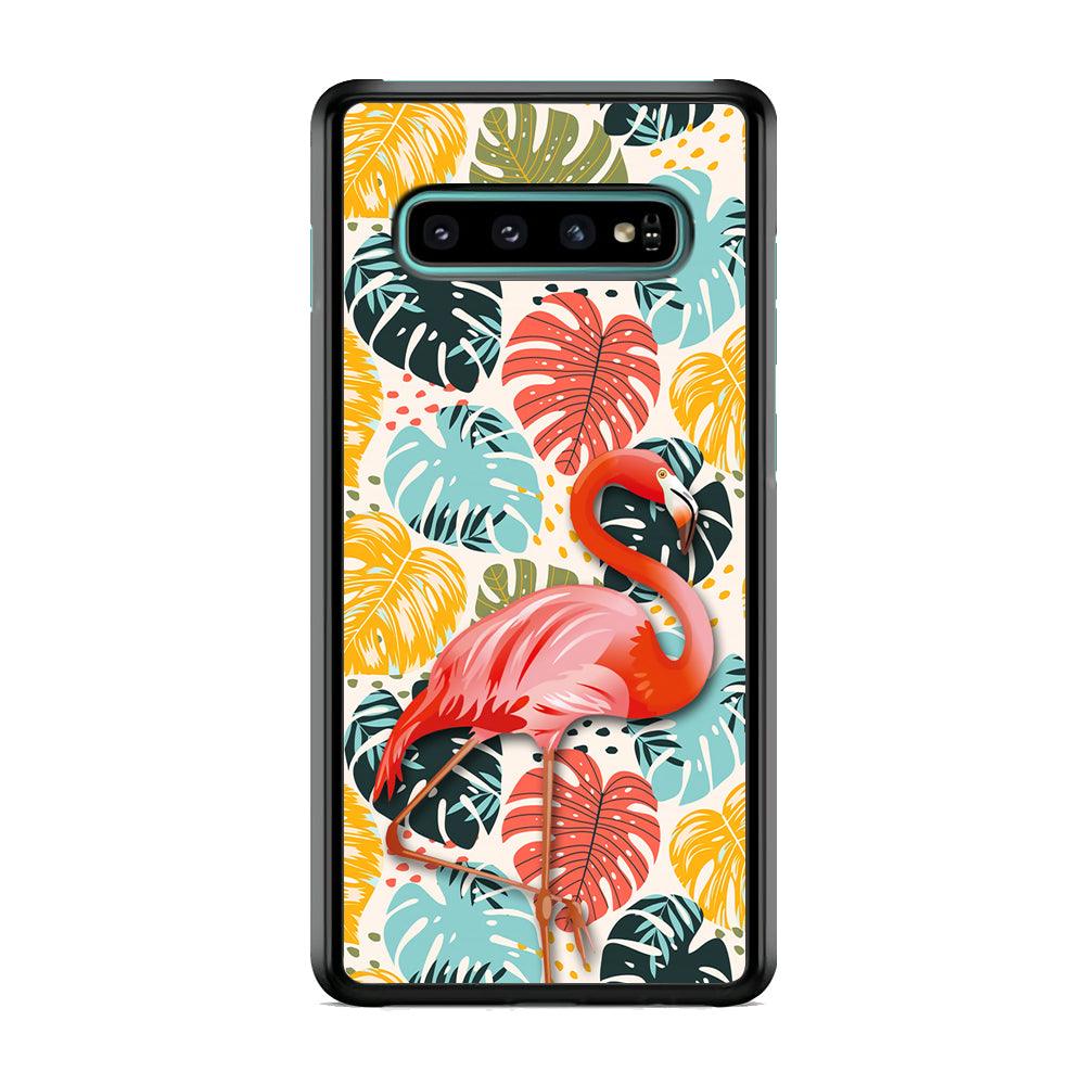 Flamingo Stand in Beauty Samsung Galaxy S10 Case-Rubber Black (2D Case)-Oxvistore