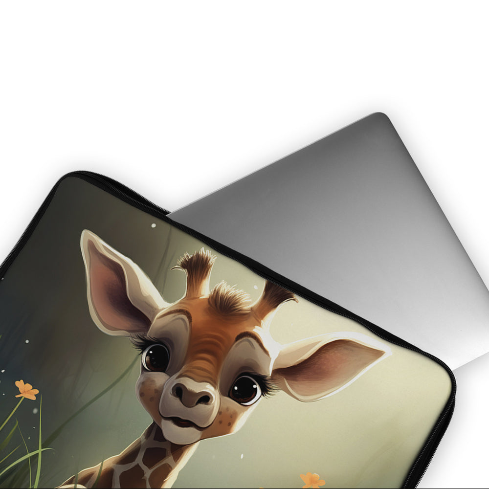 Fluffy Baby Giraffe Laptop Sleeve Protective Cover