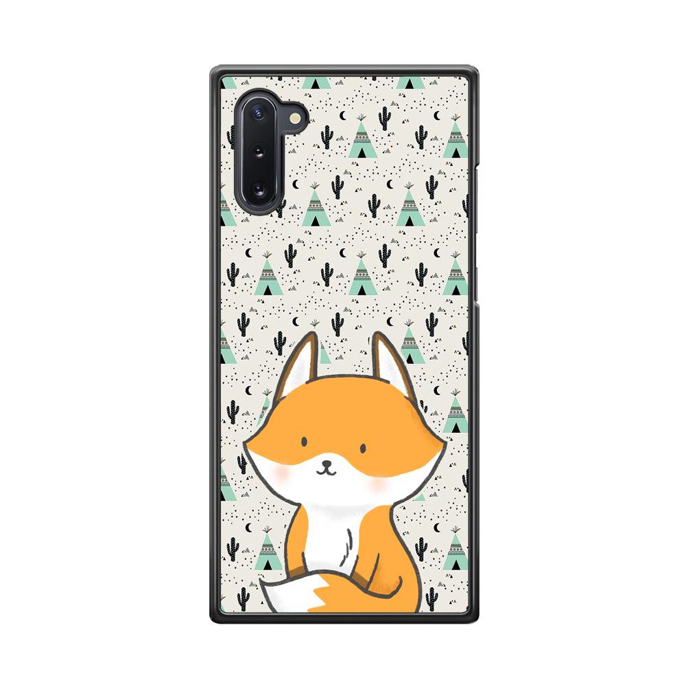 Fox and Patern of Dessert Samsung Galaxy Note 10 Case-Rubber Black (2D Case)-Oxvistore
