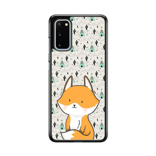Fox and Patern of Dessert Samsung Galaxy S20 Case-Rubber Black (2D Case)-Oxvistore