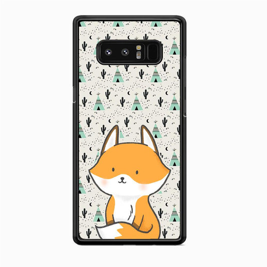 Fox and Patern of Dessert Samsung Galaxy Note 8 Case-Rubber Black (2D Case)-Oxvistore