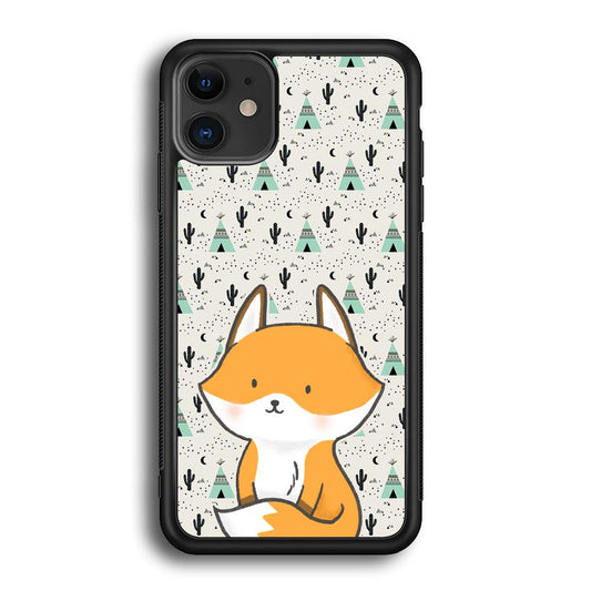 Fox and Patern of Dessert iPhone 12 Case-Rubber Black (2D Case)-Oxvistore