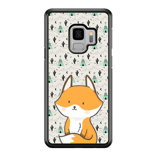 Fox and Patern of Dessert Samsung Galaxy S9 Case-Rubber Black (2D Case)-Oxvistore