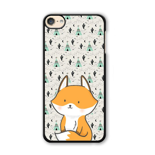 Fox and Patern of Dessert iPod Touch 6 Case-Plastic Black (2D Case)-Oxvistore
