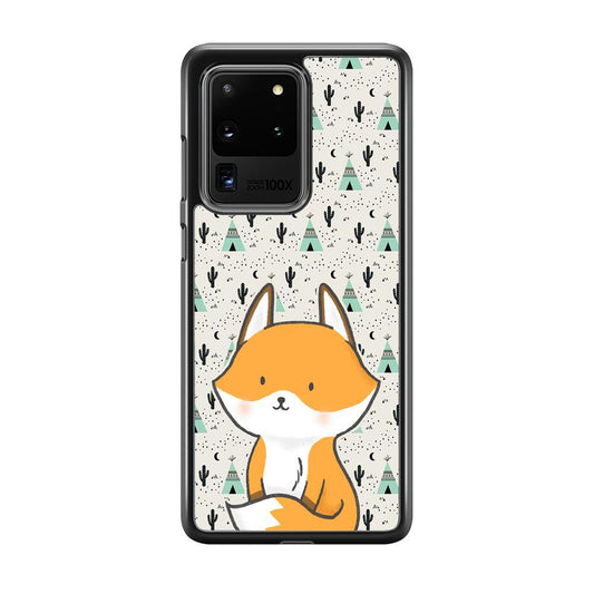 Fox and Patern of Dessert Samsung Galaxy S20 Ultra Case-Rubber Black (2D Case)-Oxvistore