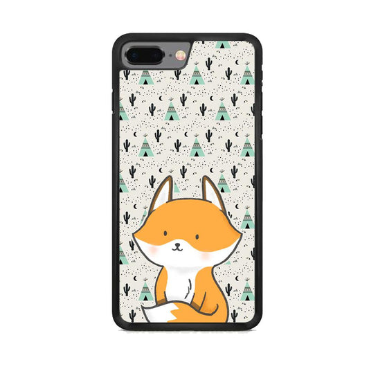 Fox and Patern of Dessert iPhone 8 Plus Case-Rubber Black (2D Case)-Oxvistore
