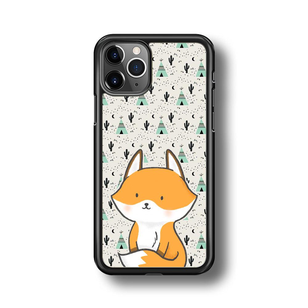 Fox and Patern of Dessert iPhone 11 Pro Max Case-Rubber Black (2D Case)-Oxvistore