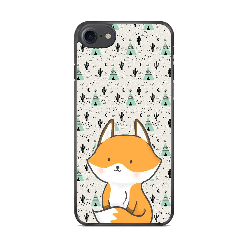 Fox and Patern of Dessert iPhone 8 Case-Rubber White (2D Case)-Oxvistore
