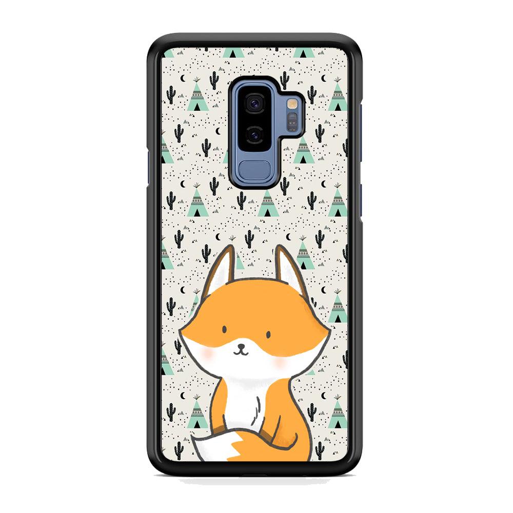 Fox and Patern of Dessert Samsung Galaxy S9 Plus Case-Rubber White (2D Case)-Oxvistore