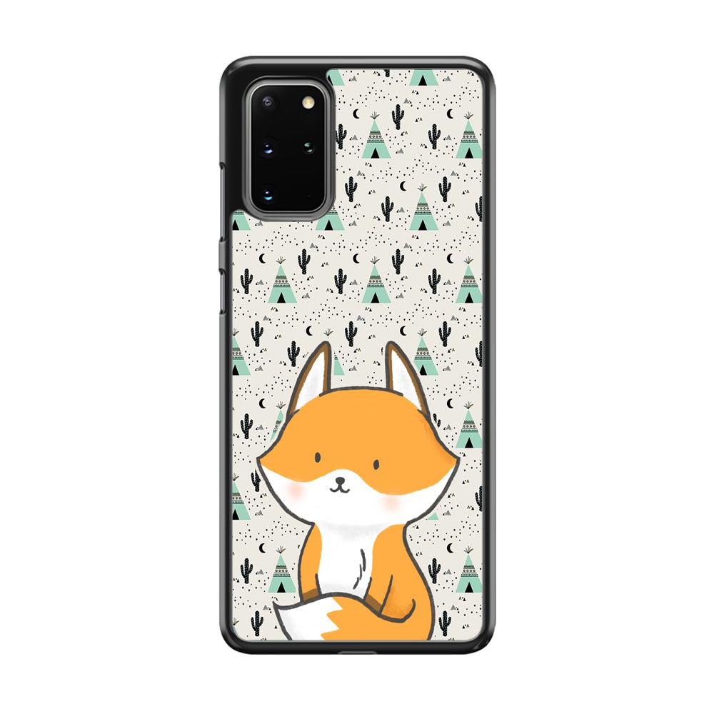 Fox and Patern of Dessert Samsung Galaxy S20 Plus Case-Rubber White (2D Case)-Oxvistore