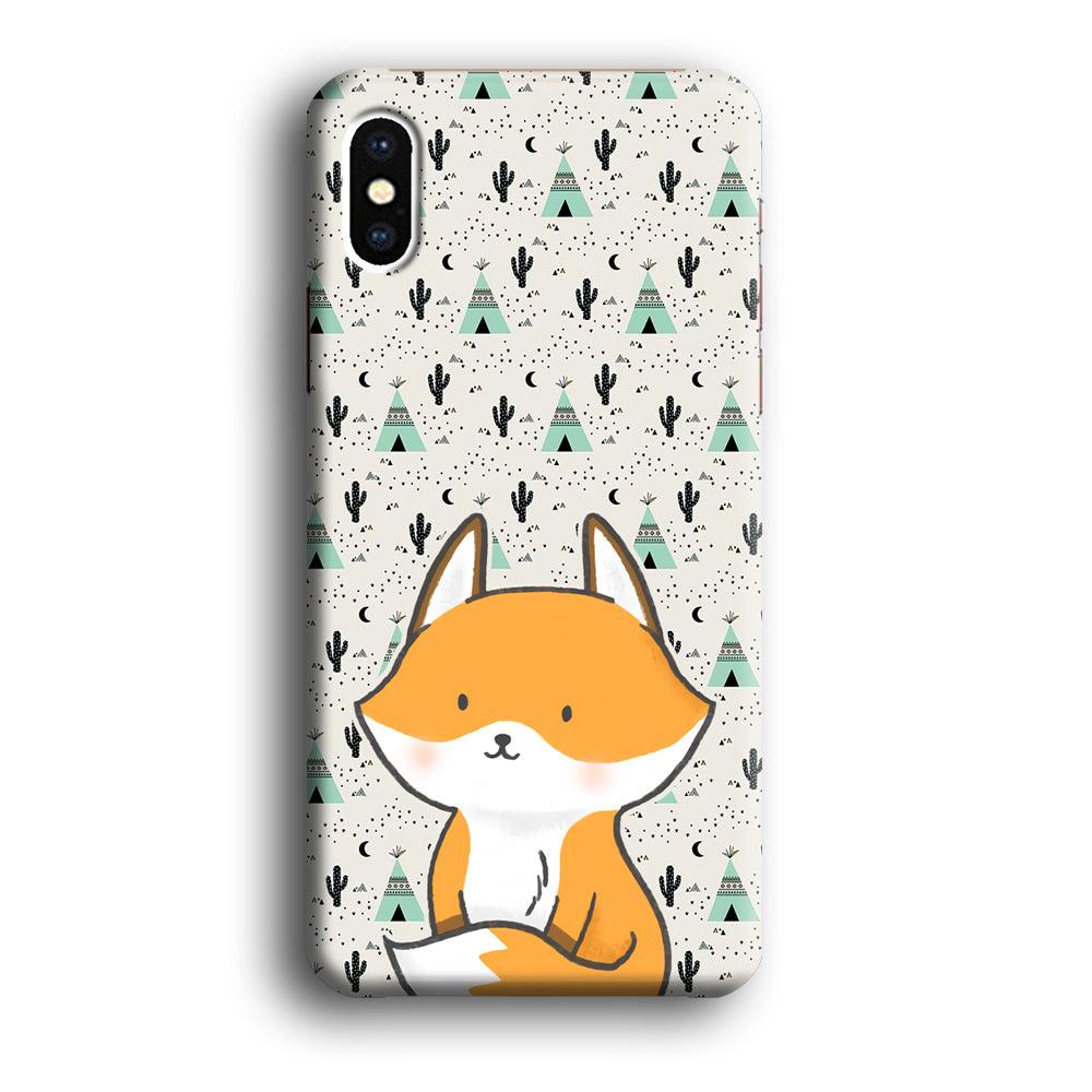 Fox and Patern of Dessert iPhone X Case-Oxvistore