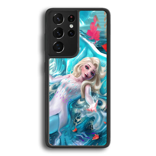 Frozen Elsa in Melting Snow Samsung Galaxy S22 Ultra Case-Rubber Black (2D Case)-Oxvistore