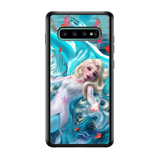 Frozen Elsa in Melting Snow Samsung Galaxy S10 Case-Rubber Black (2D Case)-Oxvistore
