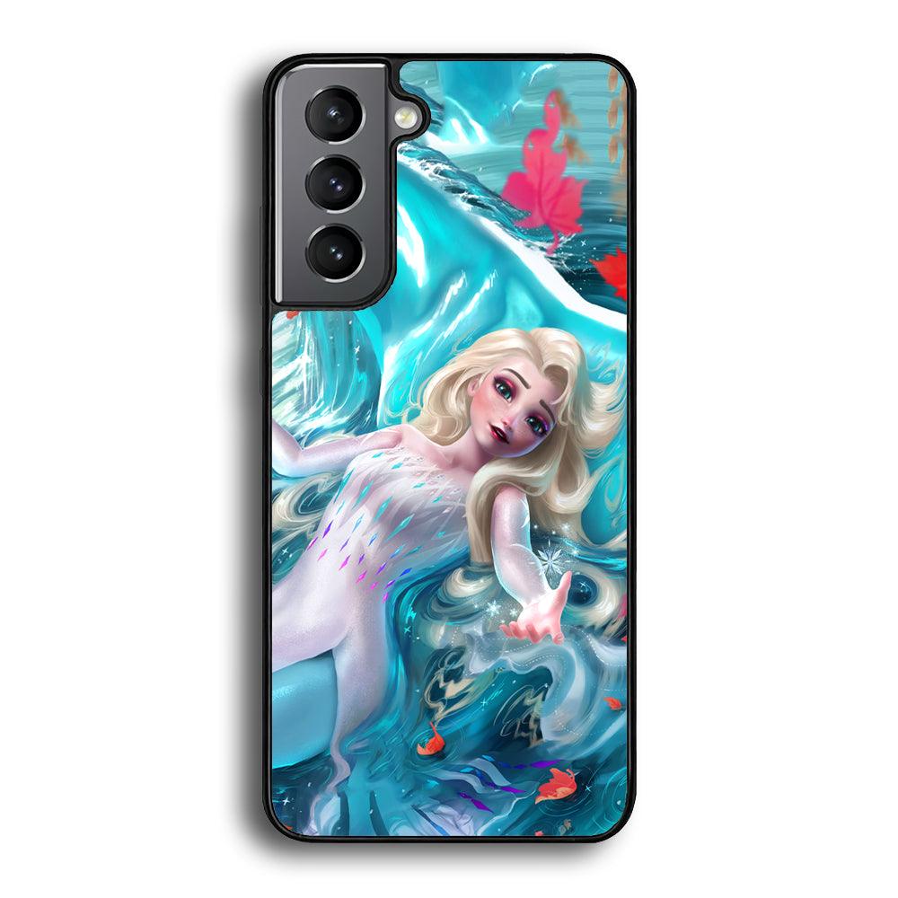 Frozen Elsa in Melting Snow Samsung Galaxy S24 Case-Rubber Black (2D Case)-Oxvistore