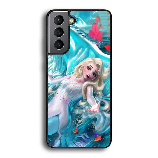 Frozen Elsa in Melting Snow Samsung Galaxy S22 Plus Case-Rubber Black (2D Case)-Oxvistore
