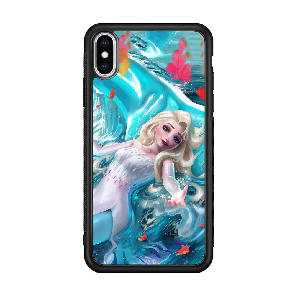 Frozen Elsa in Melting Snow iPhone XS Case-Rubber Black (2D Case)-Oxvistore