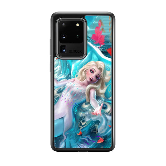 Frozen Elsa in Melting Snow Samsung Galaxy S20 Ultra Case-Rubber Black (2D Case)-Oxvistore
