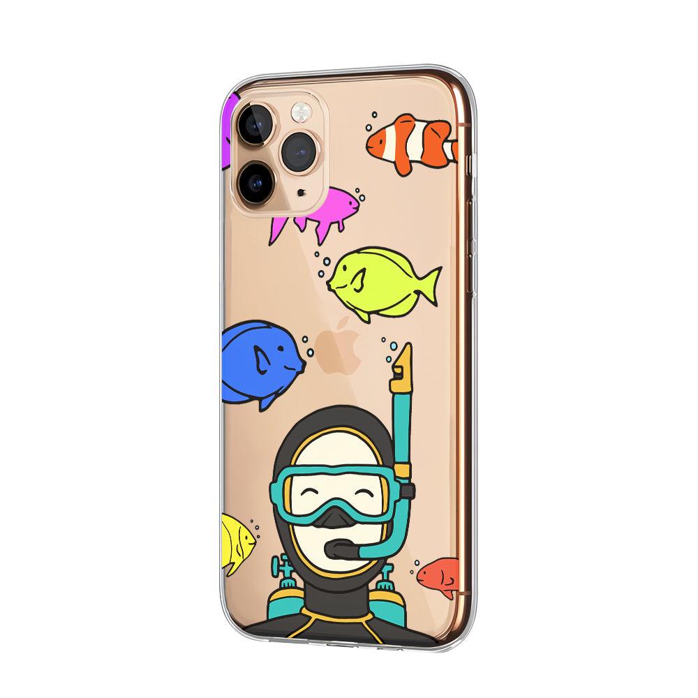 Fun Diving with Beautiful Fish Clear Soft Case-Oxvistore