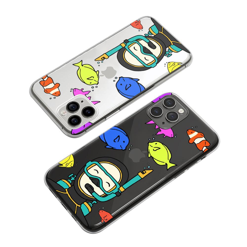 Fun Diving with Beautiful Fish Clear Soft Case-Oxvistore