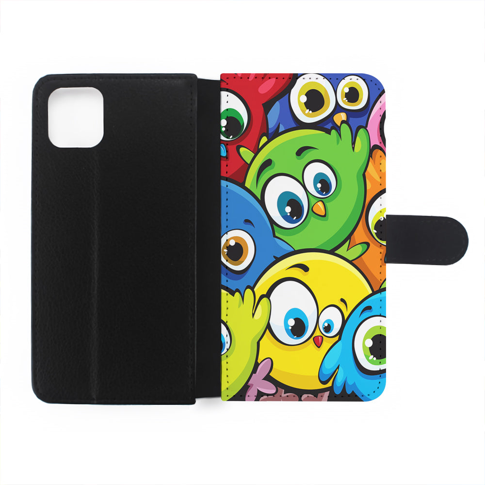 Funny Cartoon Birds Flip Wallet Phone Case